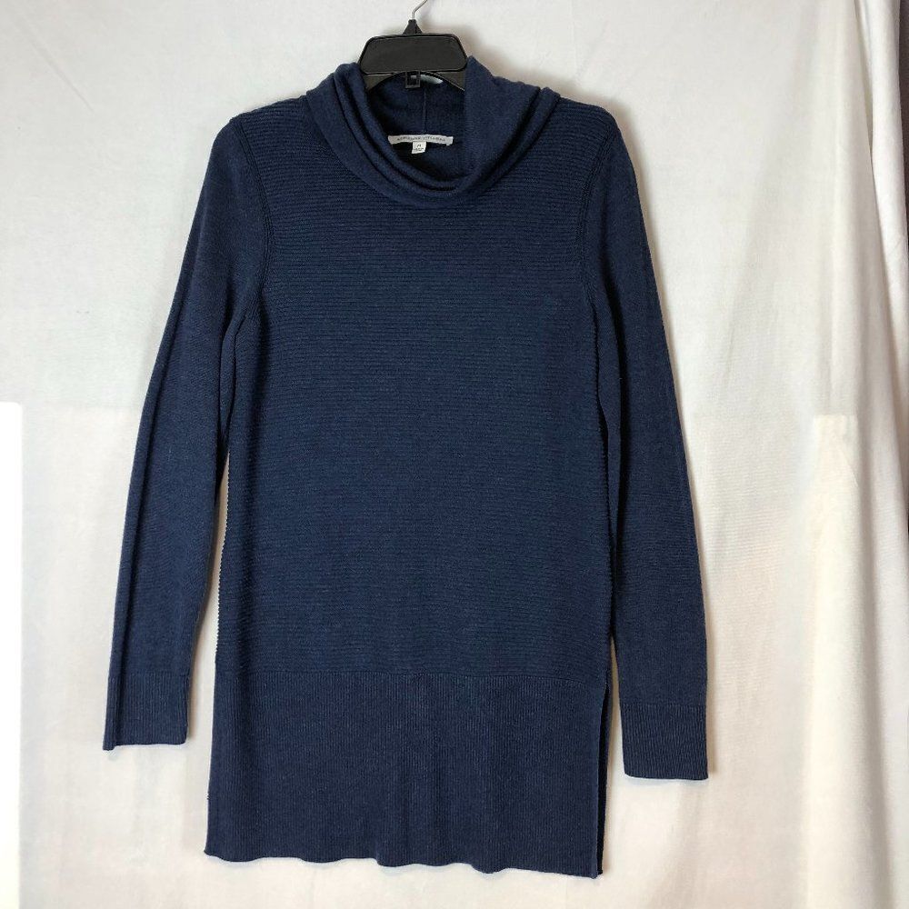 ADRIENNE VITTADINI Womens Ribbed Knit Cowl Neck Sweaters Dark Blue Size M.    WT